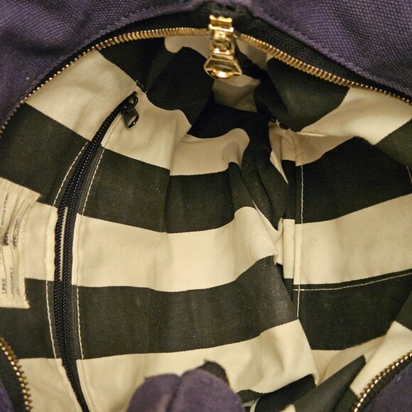 R. Riveter Navy Canvas & Brown Leather handbag. Made in USA - Picture 4 of 7